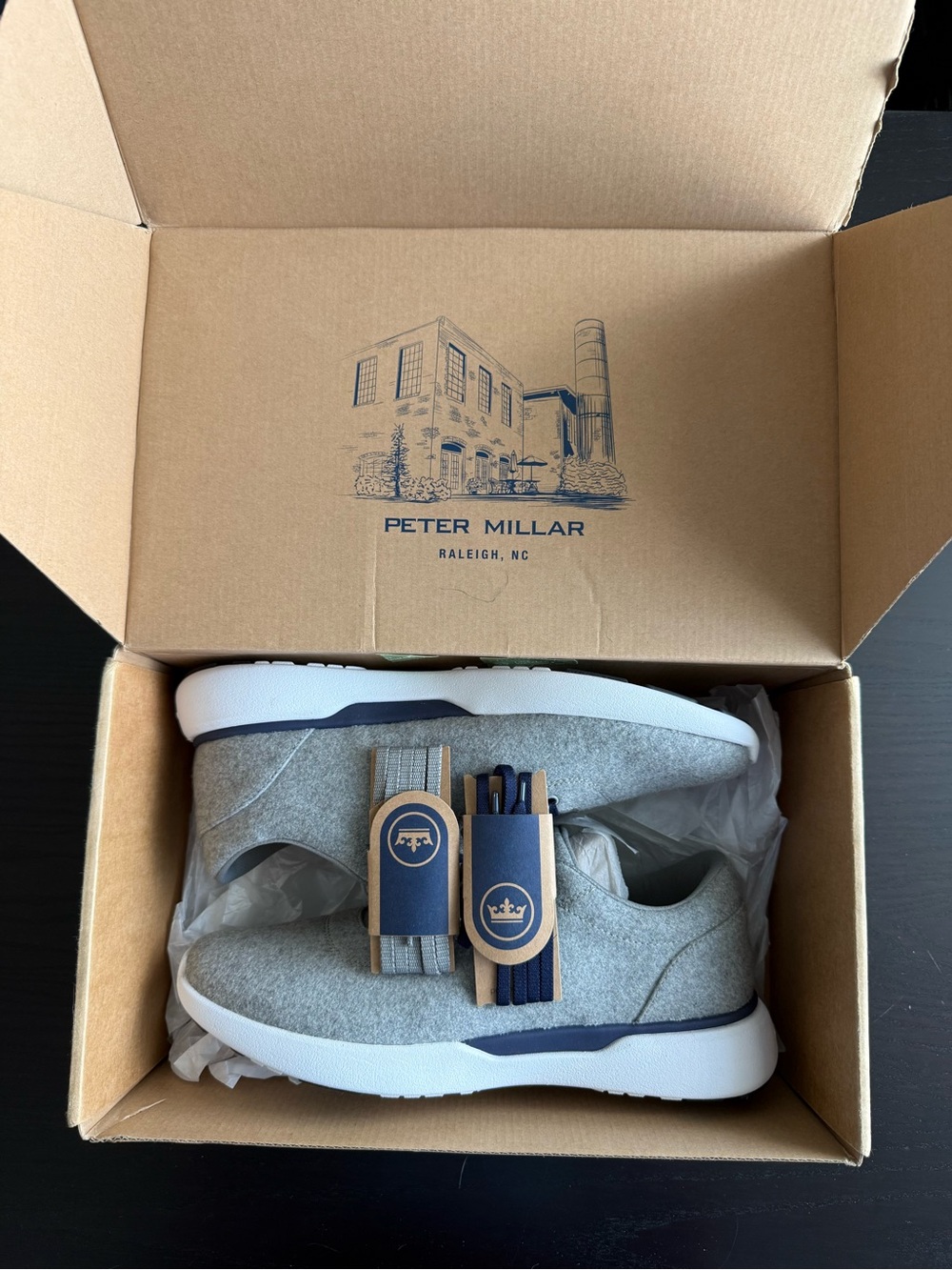 Peter Millar Men's Glide Performance Wool Sneaker 12 Nickel Gray MA23EF05 NIB